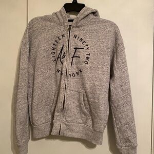 Abercrombie & Fitch Heather Grey Long Sleeve Zip-Up Sweater/Hoodie Jacket (Med)